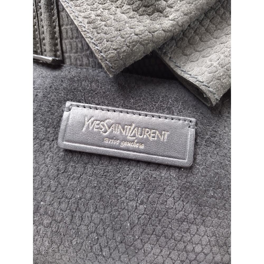 Yves Saint Laurent Obi Bowler Gray Suede Top Handle Satchel Bag With Wallet - Picture 10 of 16